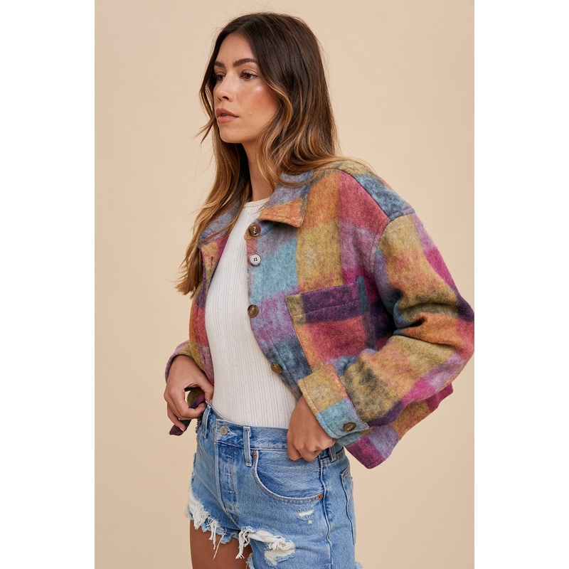 Pink Combo Soft Brushed Multicolor Loose Fit Jacket