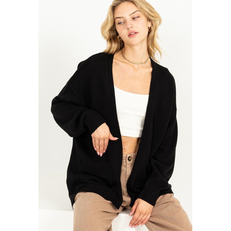 Black Basic Knit Cardigan