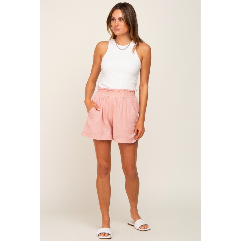 Light Pink Cotton Gauze Shorts