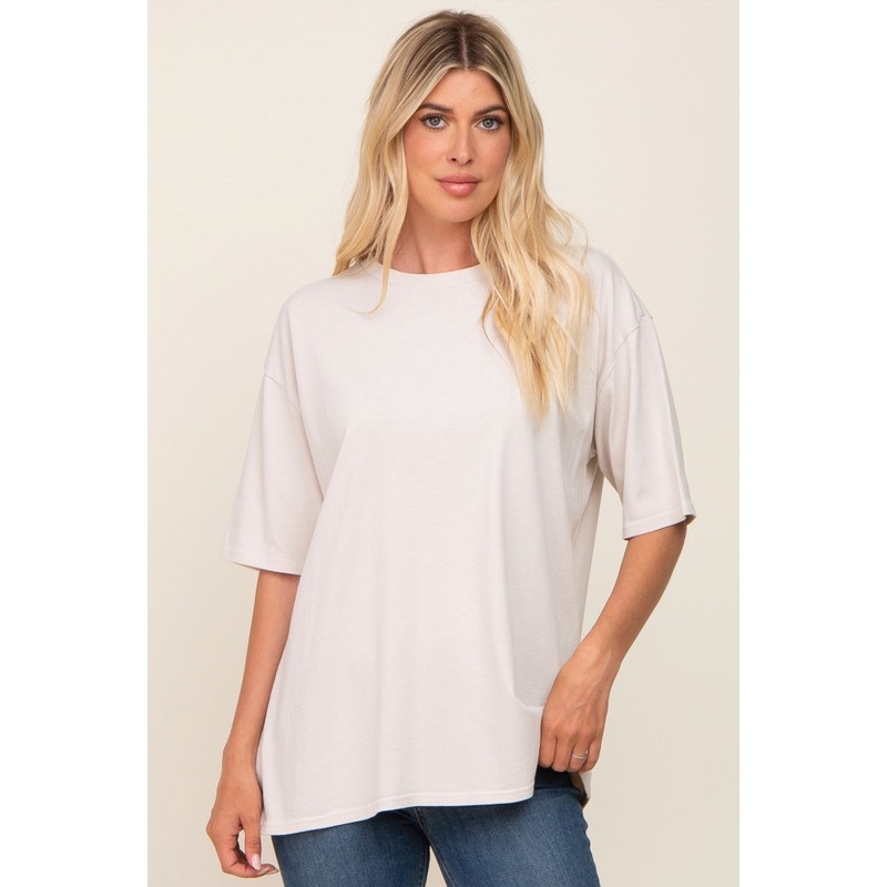 Beige Basic Oversized T-Shirt