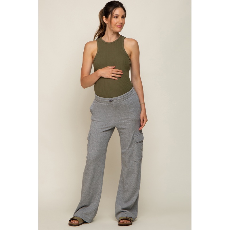 Grey Pocketed Maternity Lounge Pants