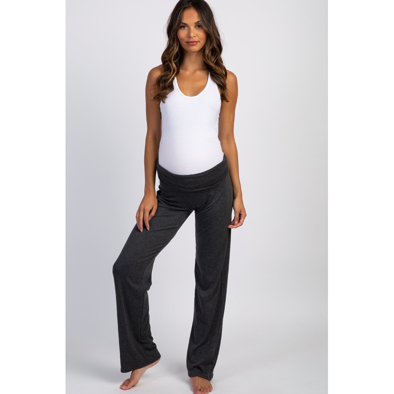 PinkBlush Charcoal Grey Foldover Maternity Lounge Pants