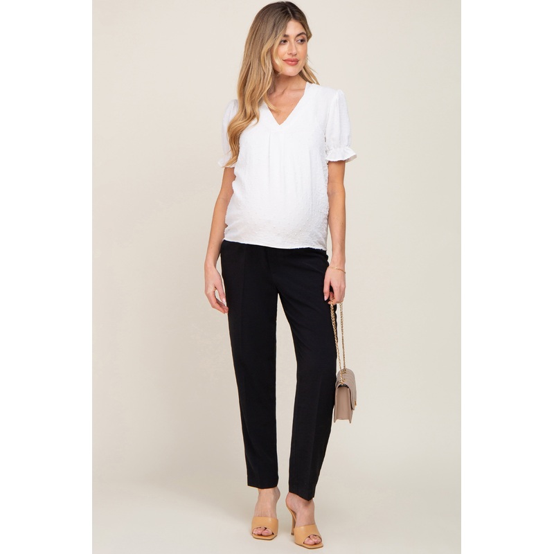 Black Cropped Maternity Dress Pants