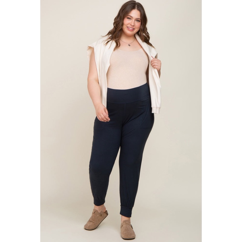 Black Soft Knit Maternity Plus Jogger Pants