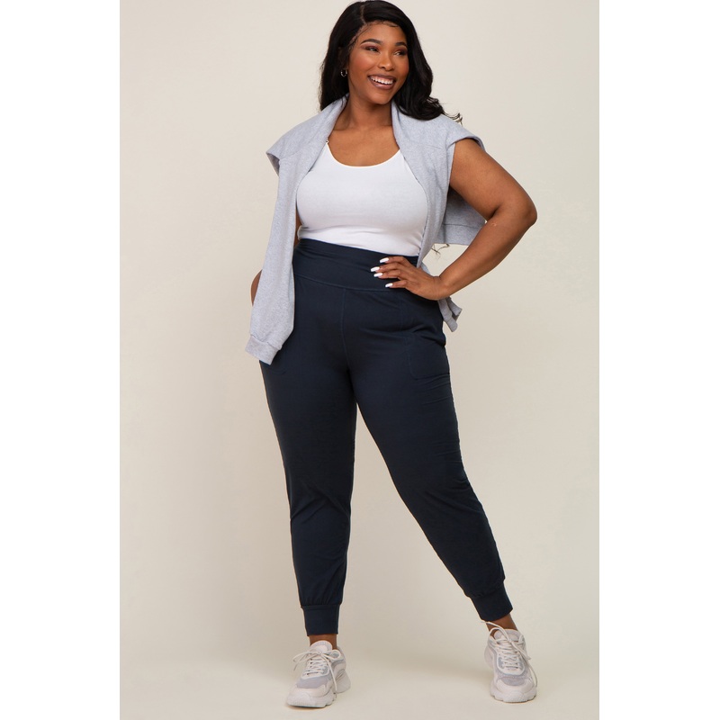 Black Soft Knit Plus Jogger Pants