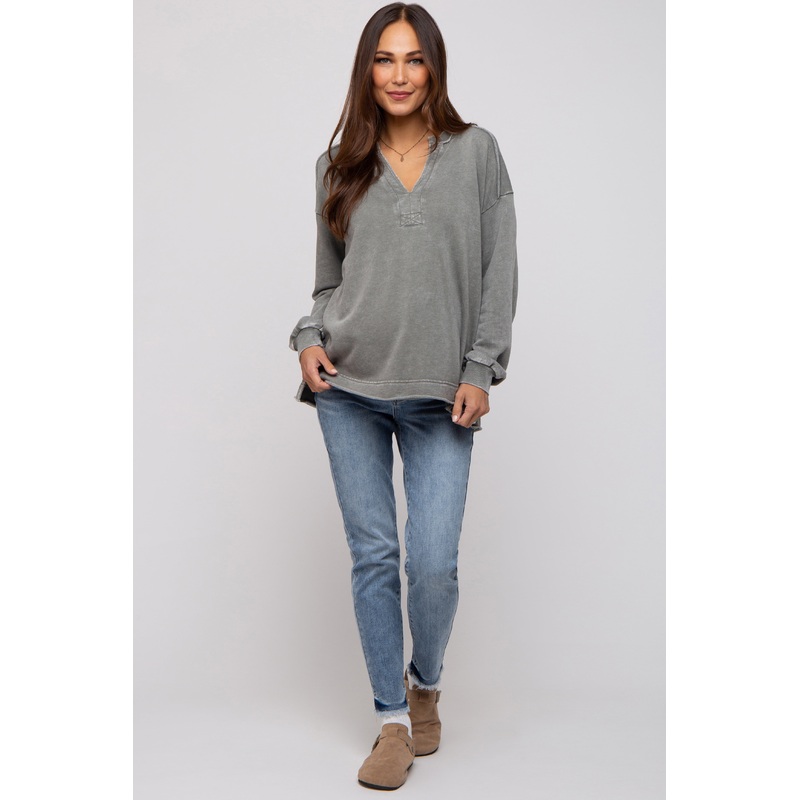 Blue Fringed Hem Maternity Skinny Jeans