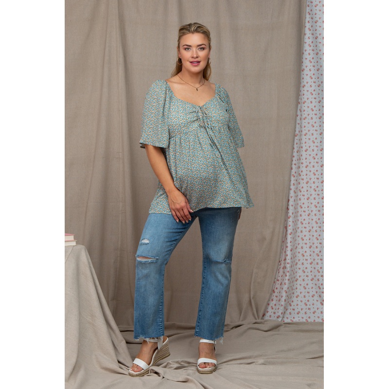 Light Blue Distressed Crop Maternity Plus Jeans
