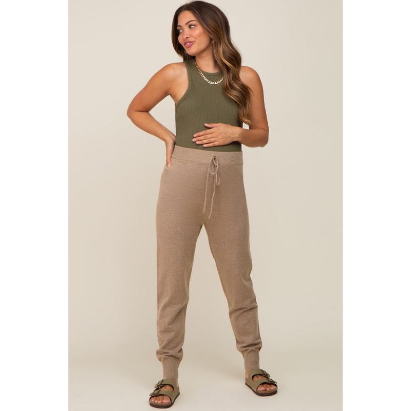 Mocha Sweater Knit Maternity Joggers