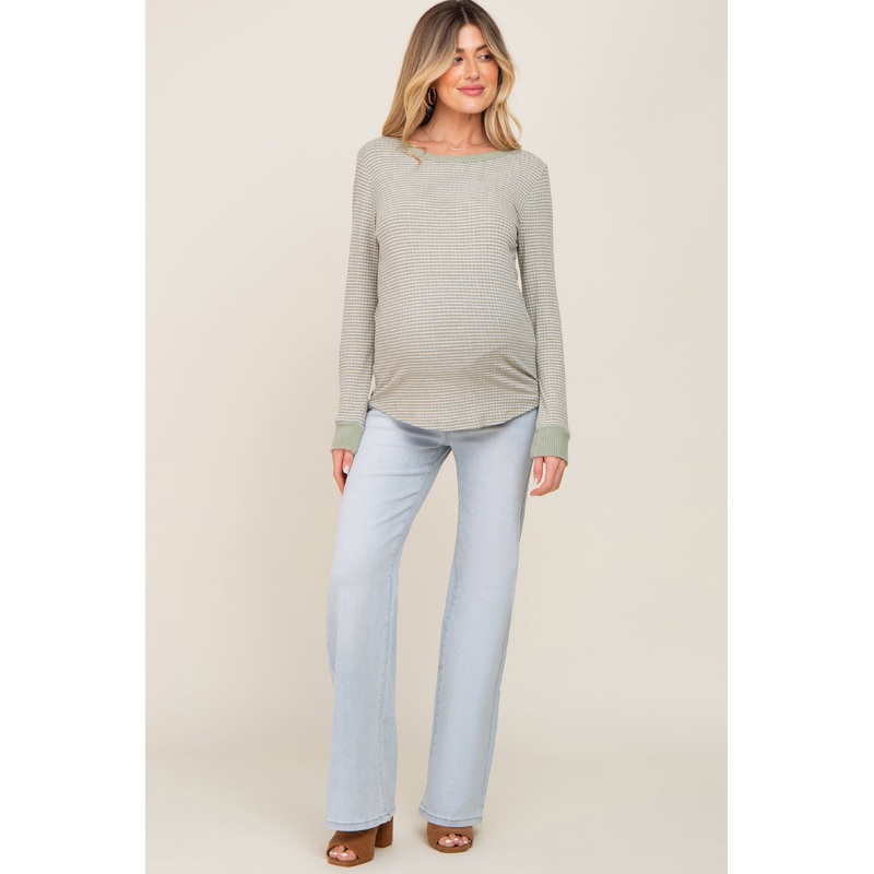 Light Blue Basic Maternity Wide Leg Jeans