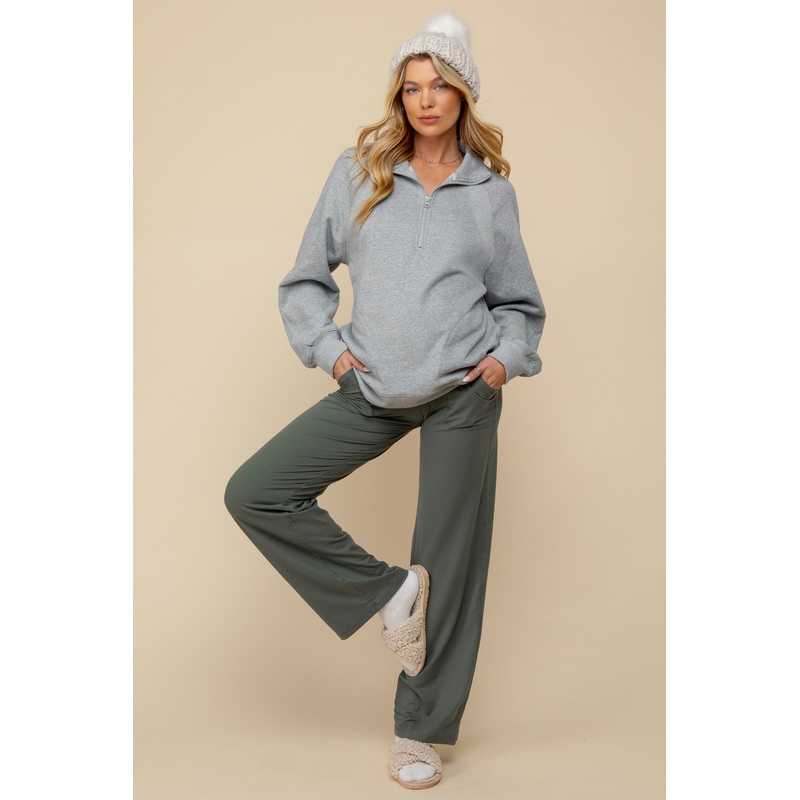 Olive Straight Leg Yoga Maternity Pants