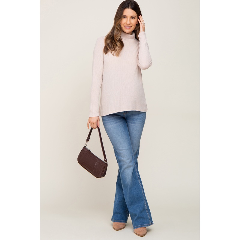 Blue Basic Flared Leg Maternity Jeans