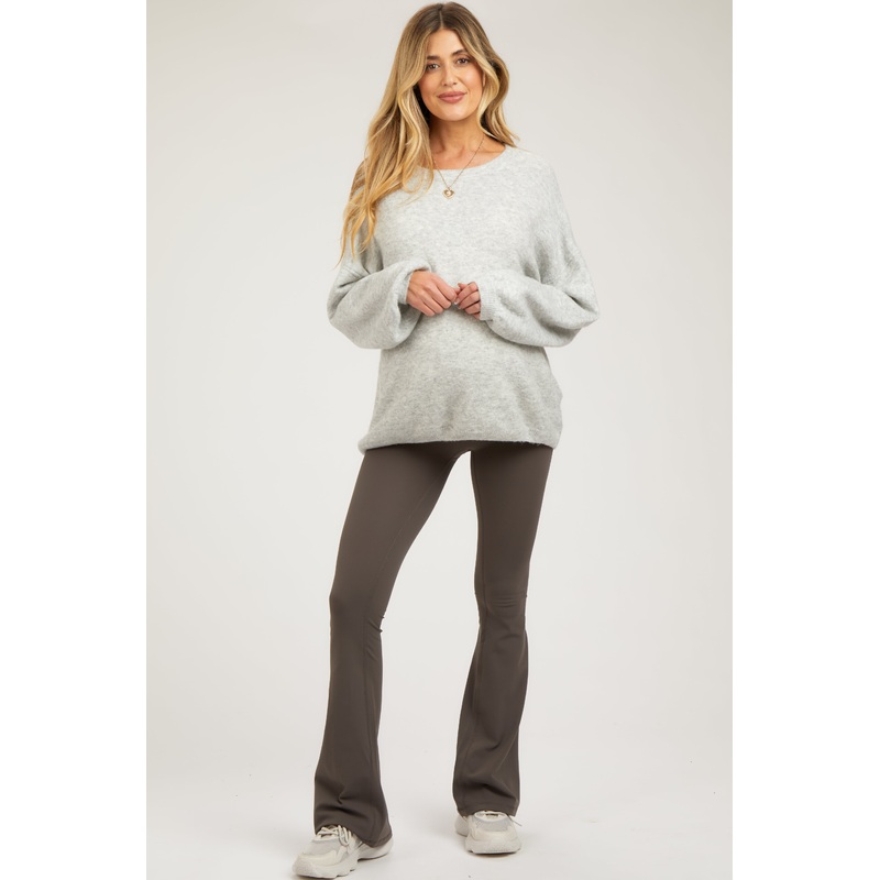 Mocha Flare Leg Maternity Active Pants