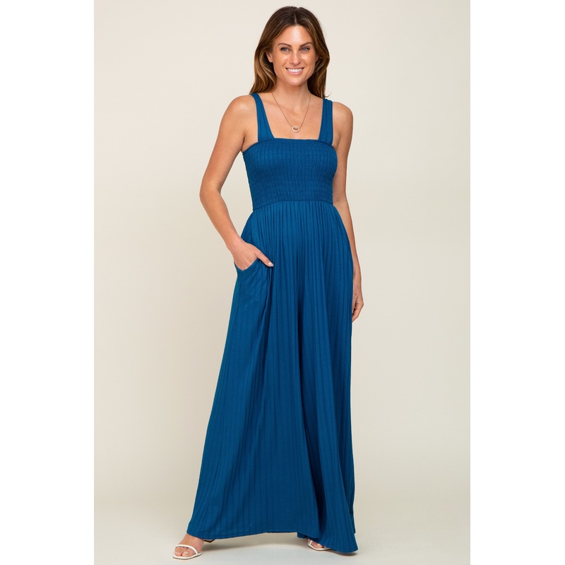 Teal Sleeveless Wide Leg Jumpsuit