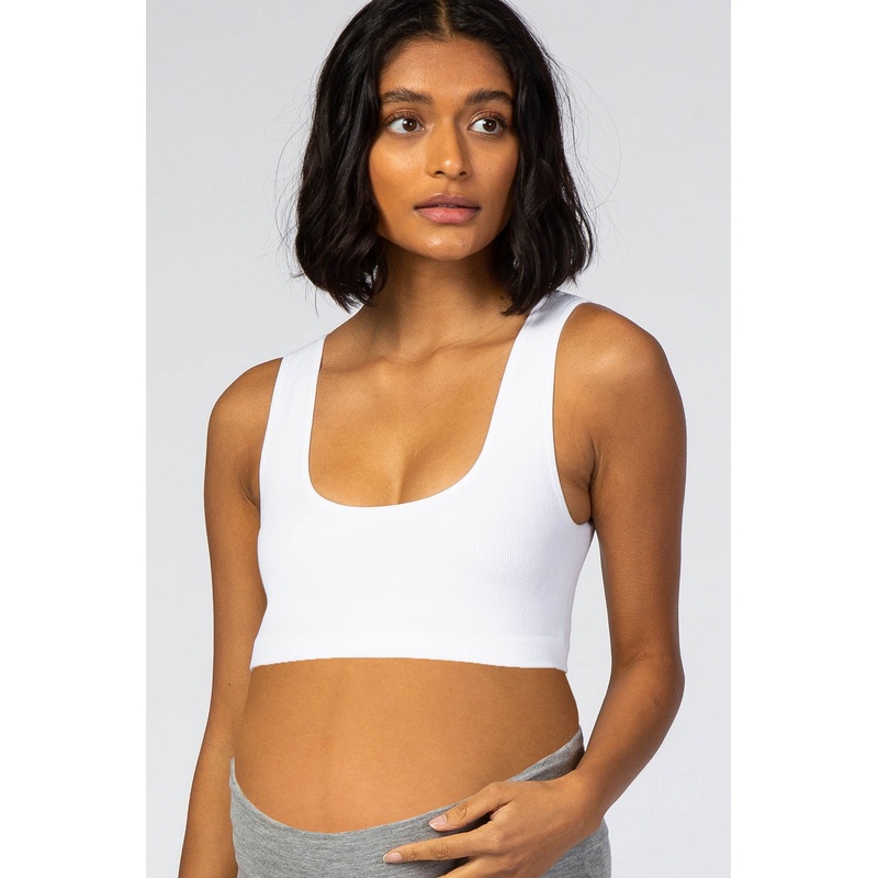 White Ribbed Squared Neck Maternity Bralette
