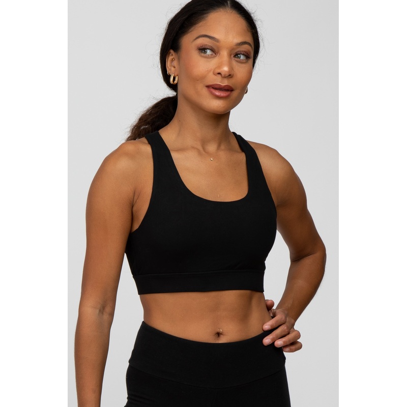 Black Mesh Racerback Sports Bra