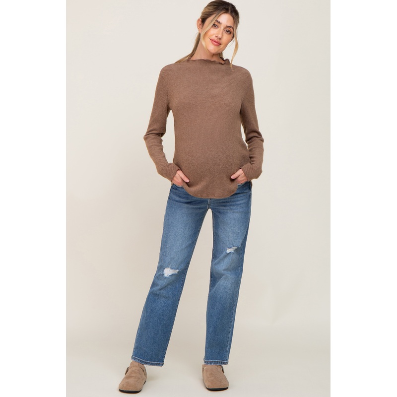 Blue Distressed Maternity Straight Leg Jeans