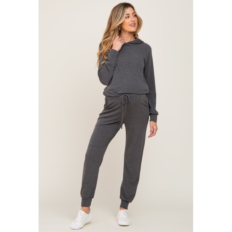Charcoal Hoodie and Jogger Maternity Set