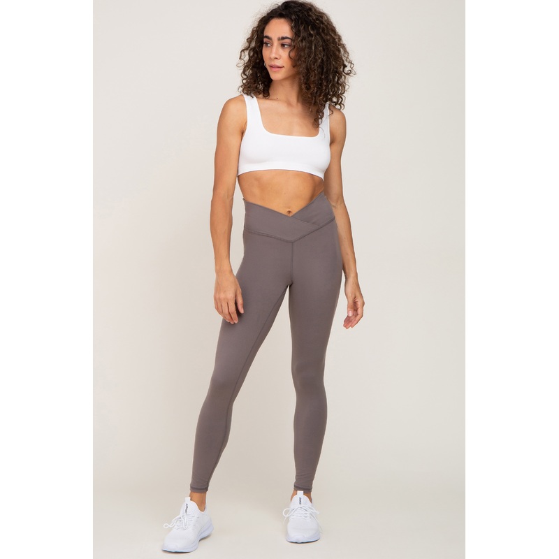 Grey Crossover Waist Leggings