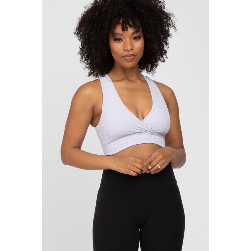 Lavender Ribbed Crossover Sports Bra