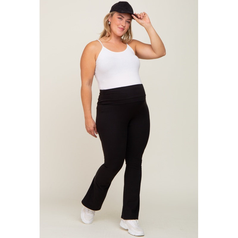 Black Flare Leg Plus Maternity Lounge Pants