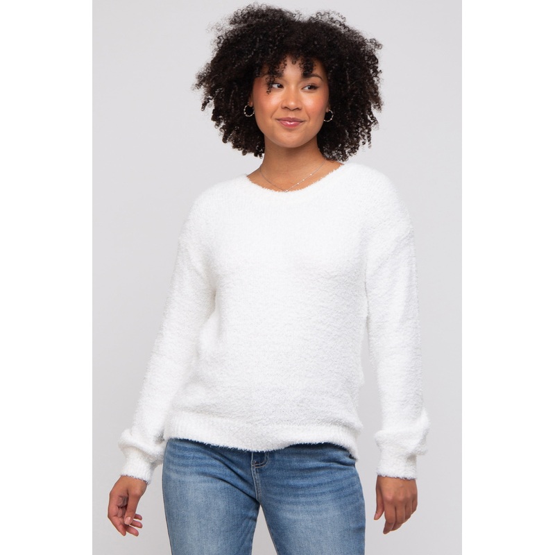 White Fuzzy Soft Knit Sweater