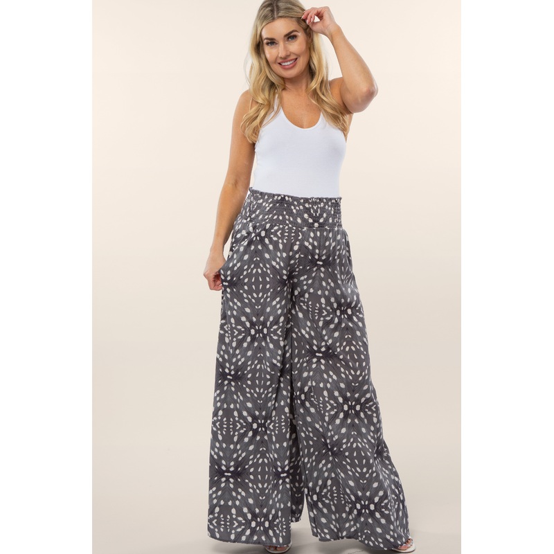Grey Animal Print Wide Leg Maternity Pants