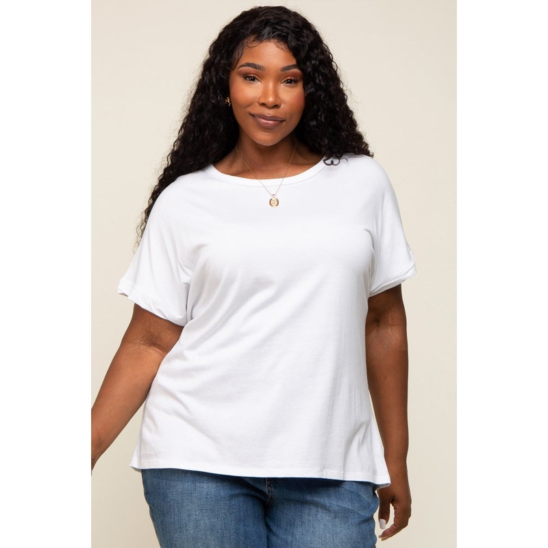White Short Sleeve Plus Top