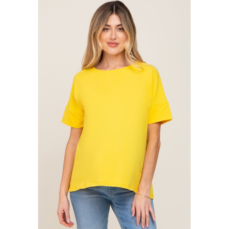 Yellow Short Cuff Sleeve Maternity Top