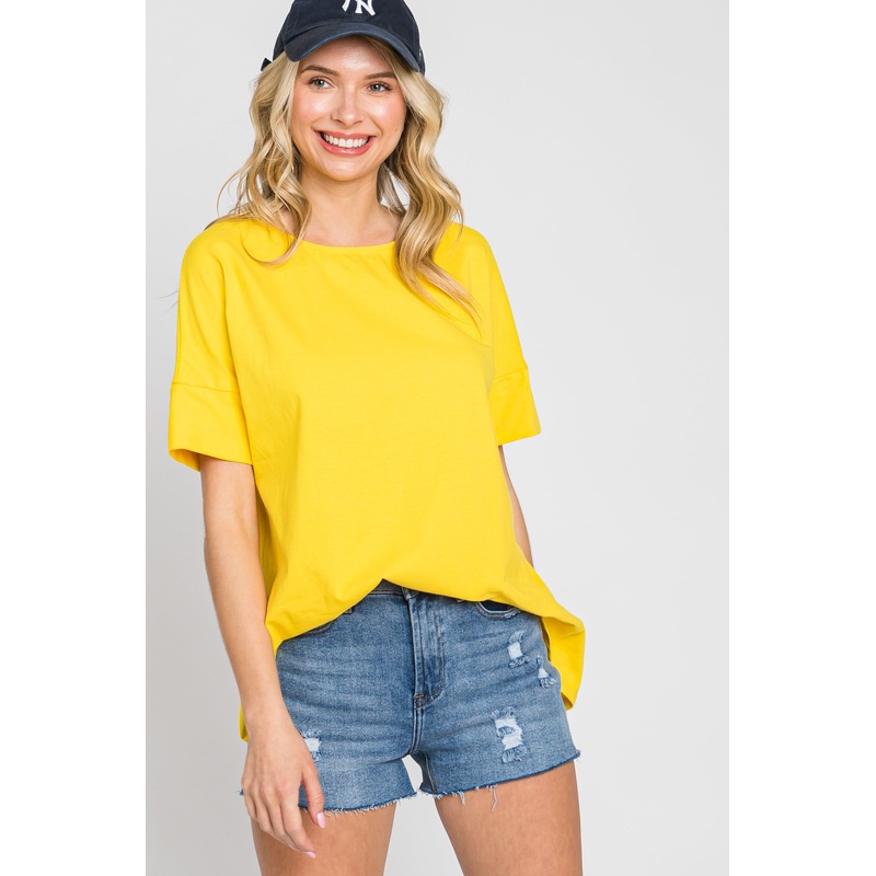 Yellow Short Cuff Sleeve Top