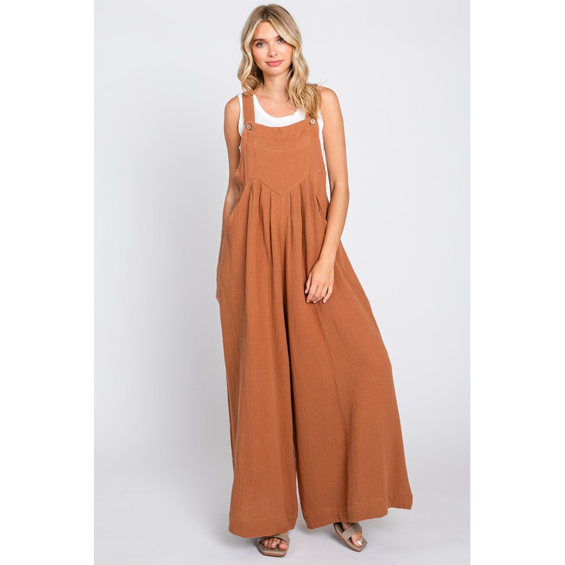 Rust Pocket Front Wide Leg Jumpsuit