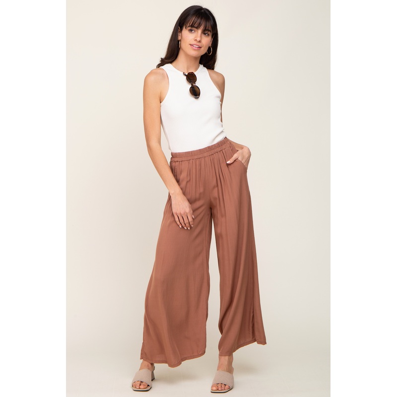 Camel Wide Leg Lightweight Pants