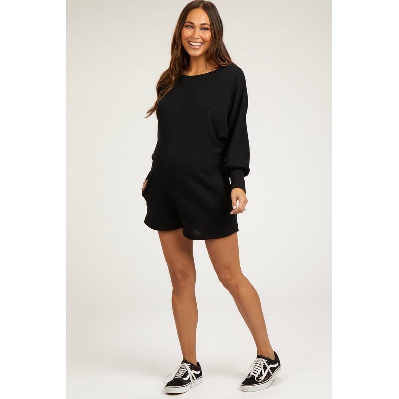 Black Dolman Sleeve Maternity Romper