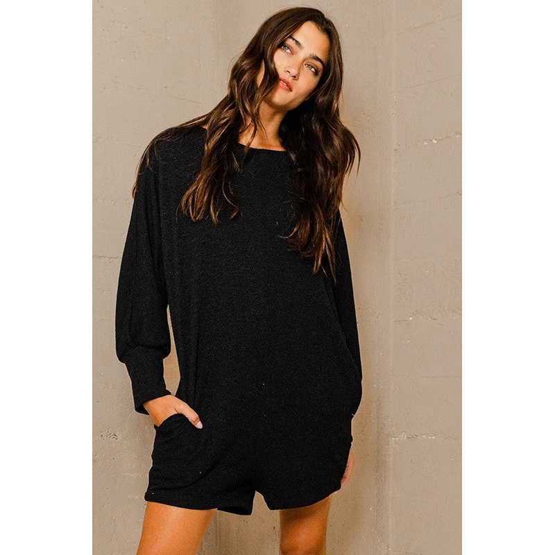 Black Dolman Sleeve Romper