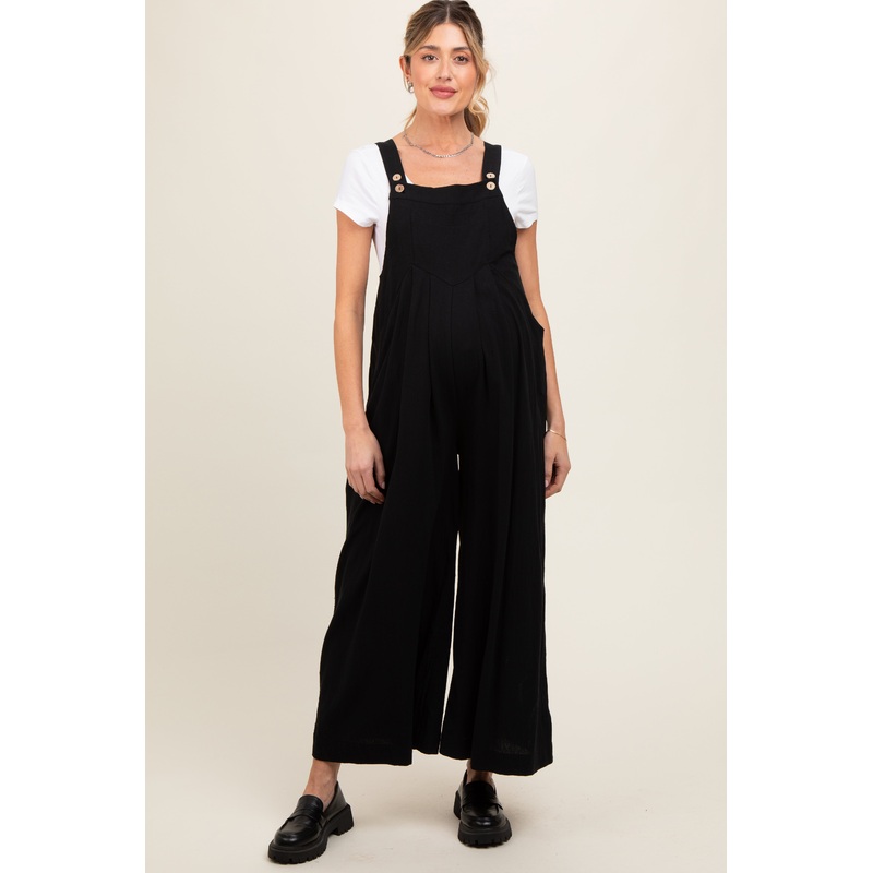 Black Maternity Wide Leg Jumpsuit