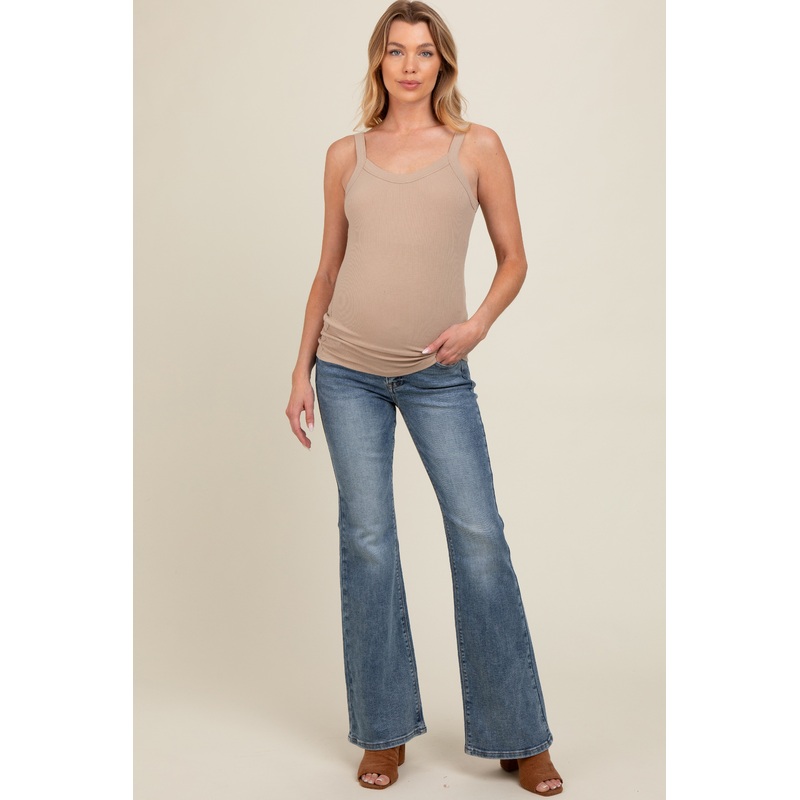 Light Blue Vintage Wash Maternity Flare Jeans
