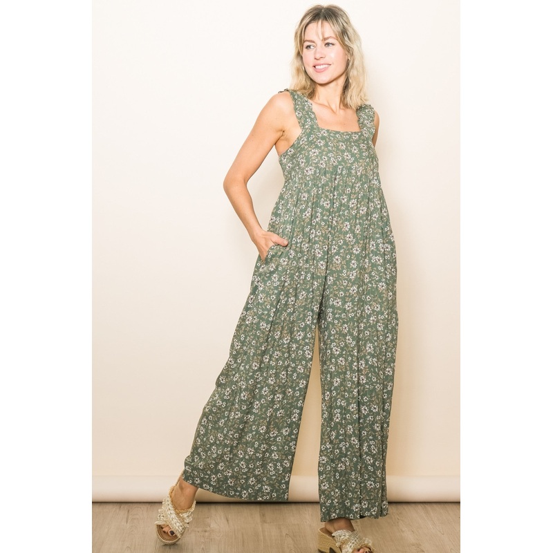 Olive Back Cutout Wide Leg Jumpsuit