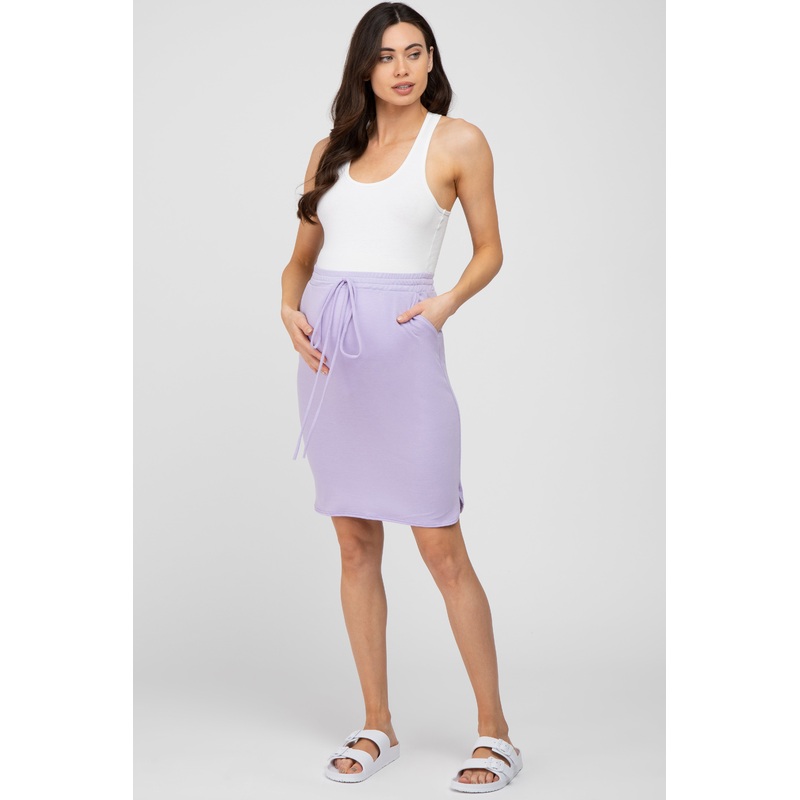 Lavender Front Tie Round Hem Maternity Skirt
