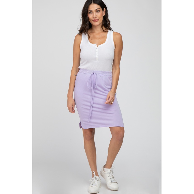 Lavender Front Tie Round Hem Skirt