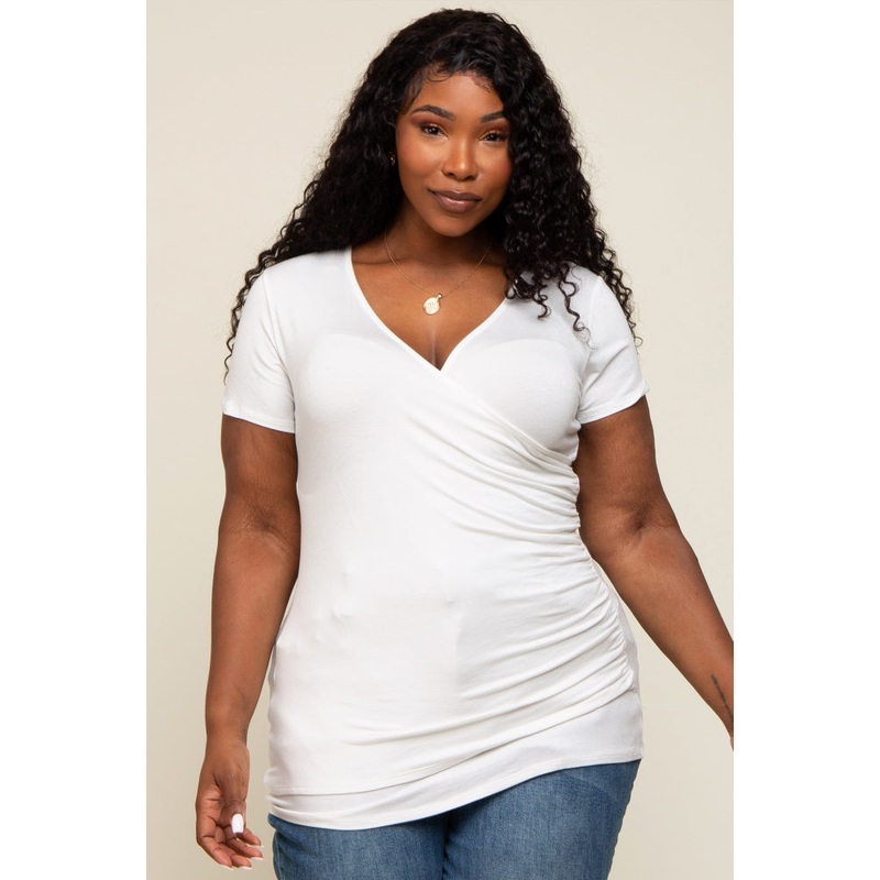 White Wrap Front Plus Nursing Top