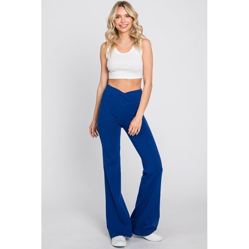 Blue Layered V-Front Leggings
