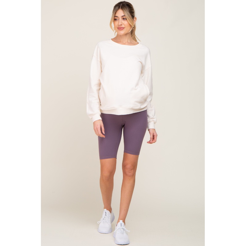 Lavender High Waist Maternity Bike Shorts