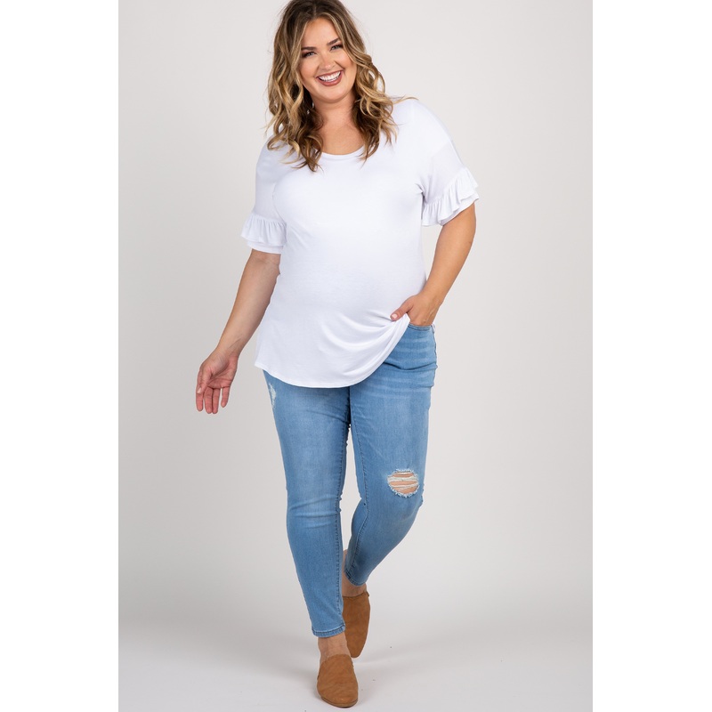 PinkBlush Blue Distressed Maternity Plus Jeans