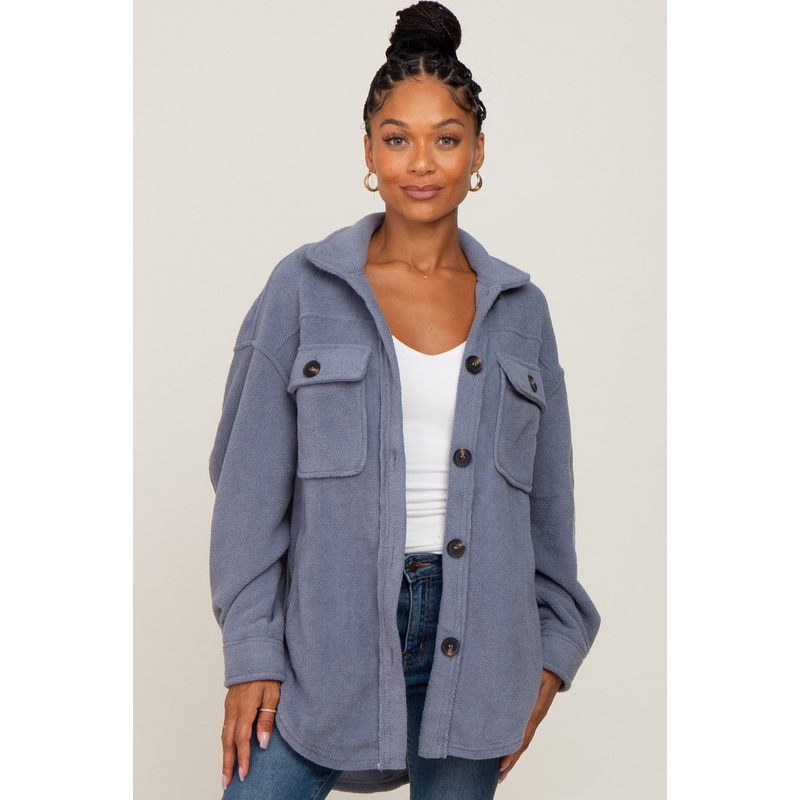 Blue Fleece Shirt Jacket