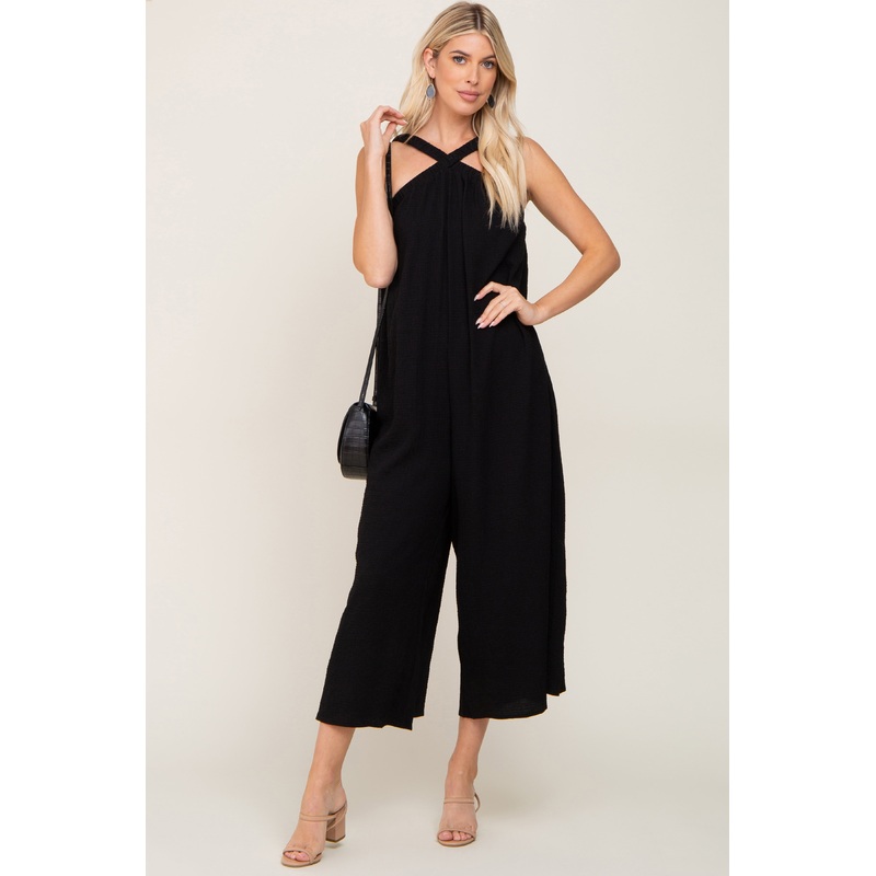 Black Halter Wide Leg Jumpsuit