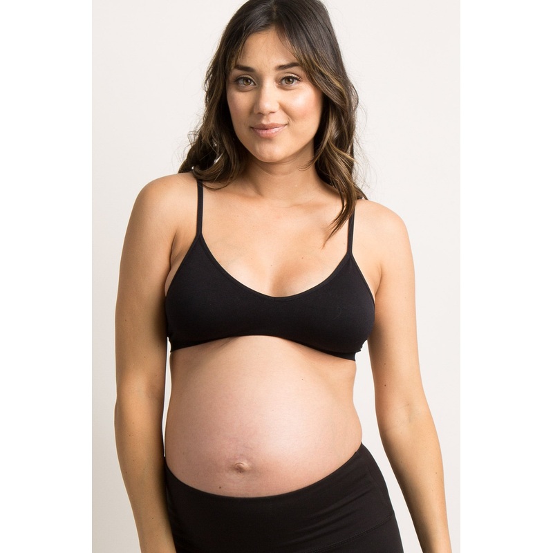Black Seamless V-Neck Maternity Bralette