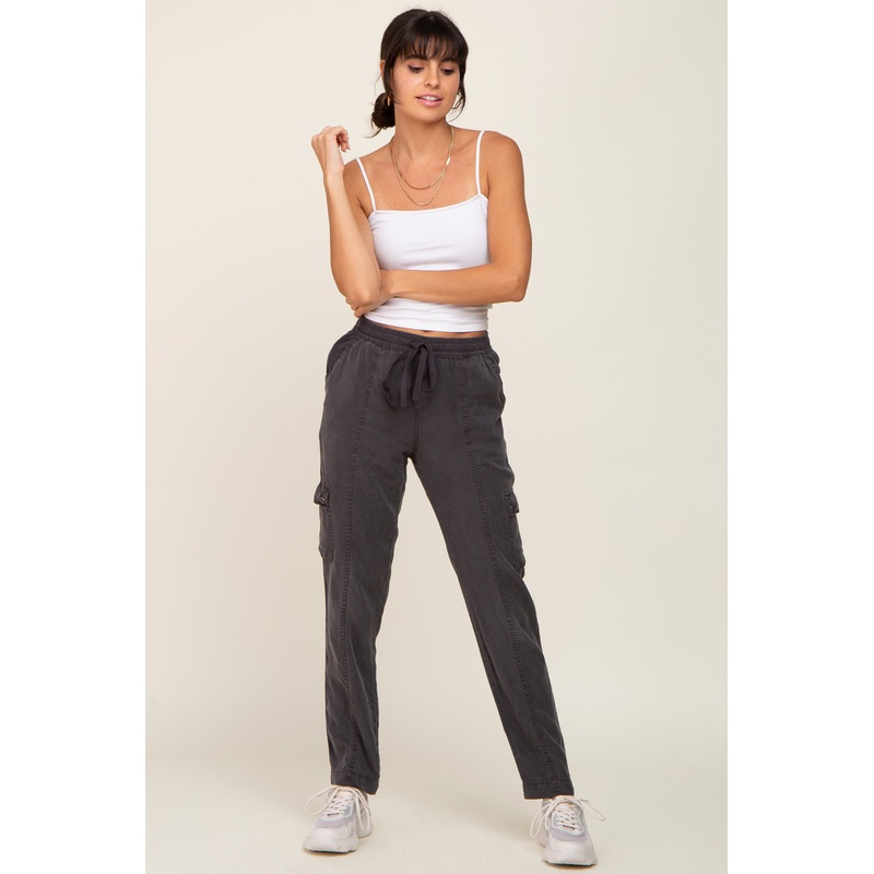 Charcoal Drawstring Cargo Pants