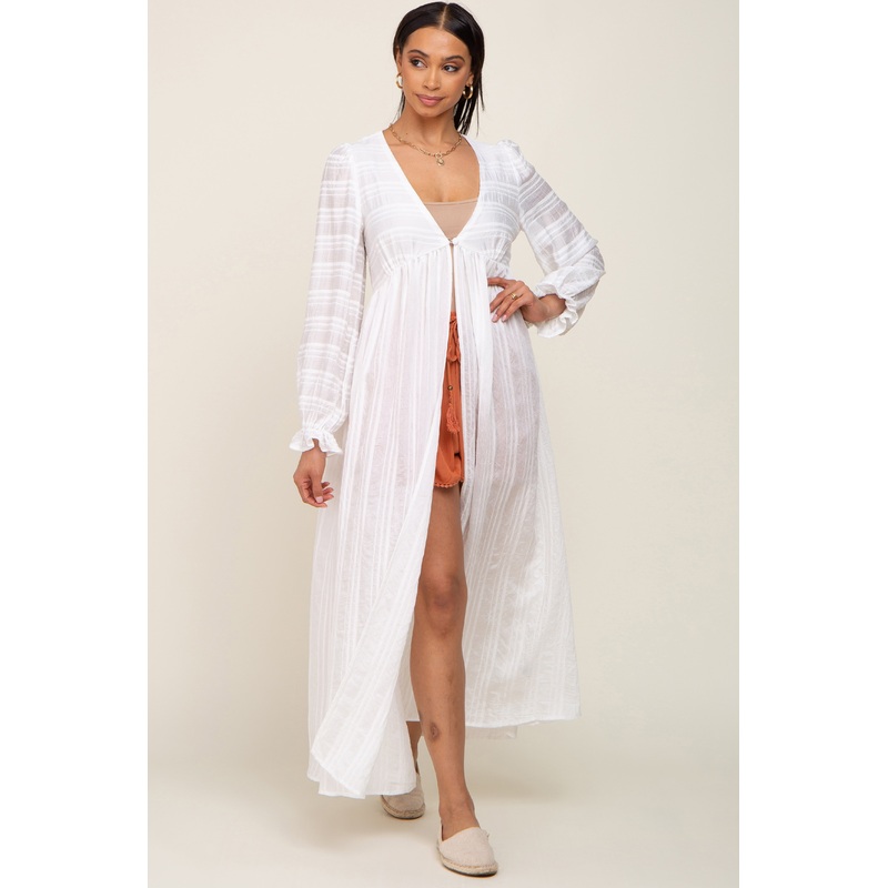 White Long Sleeve Cover-Up
