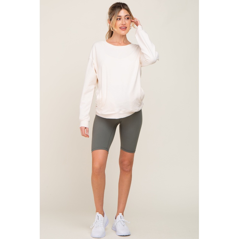 Olive High Waist Maternity Bike Shorts