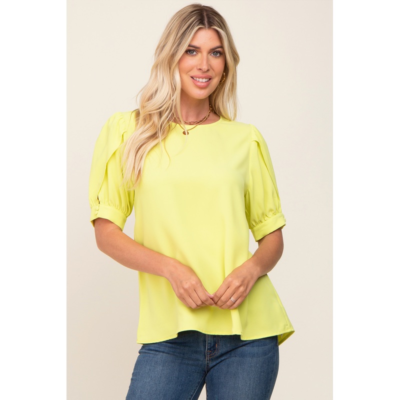 Yellow Puff Sleeve Blouse