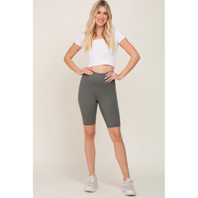 Olive High Waist Bike Shorts